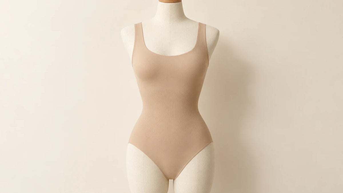 Body moldeador beige sobre maniquí