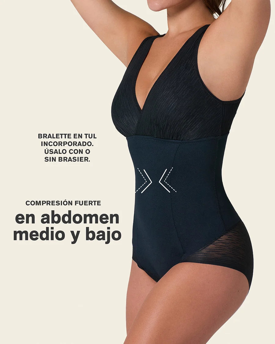 Faja tipo body de control de abdomen, bralette incorporado