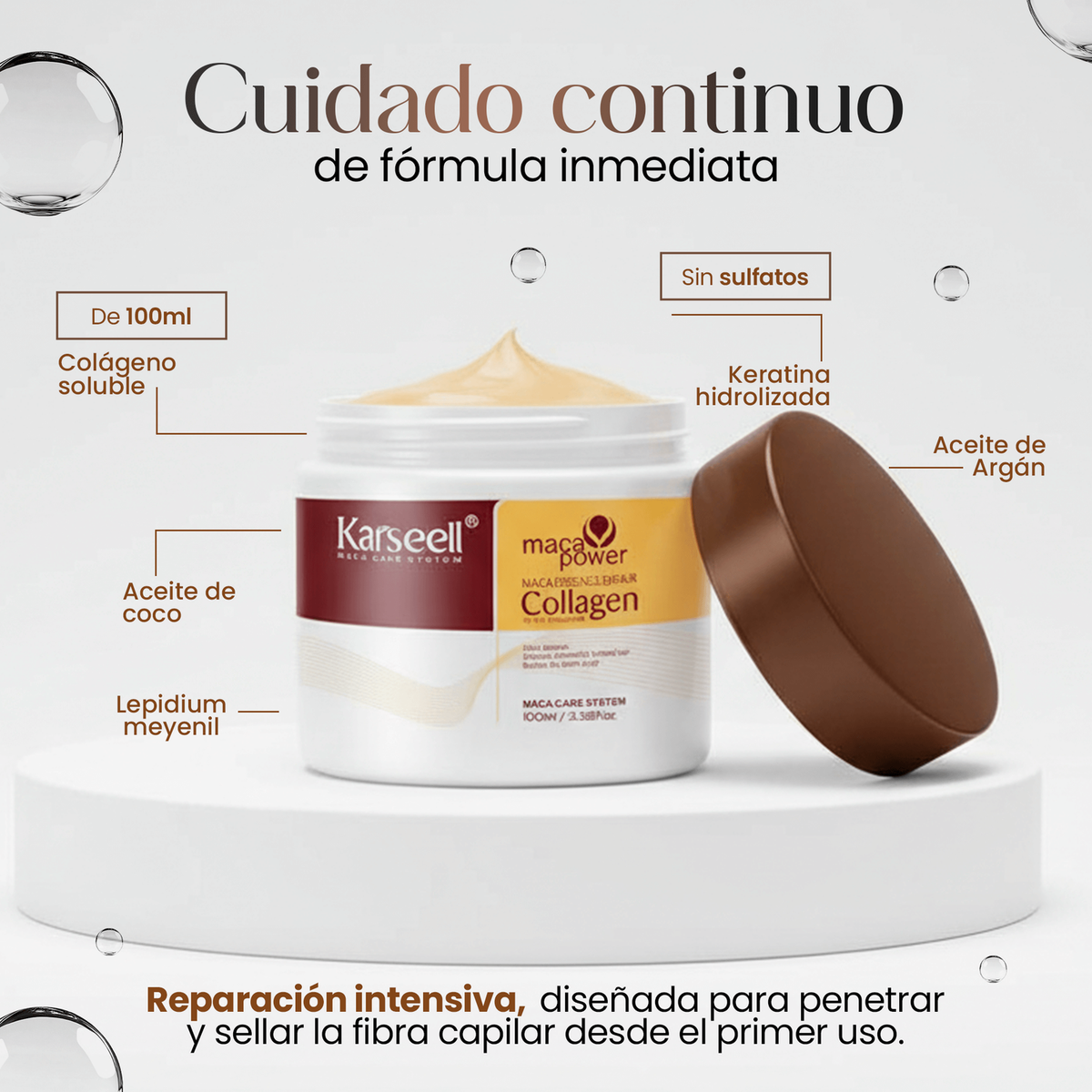 Mascarilla Capilar de Colágeno Karseell 100 ml, vista 3